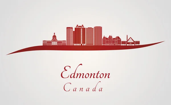 Horizonte Edmonton V2 em vermelho —  Vetores de Stock