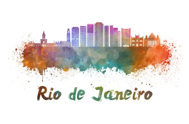 Rio de Janeiro V2 manzarası içinde suluboya