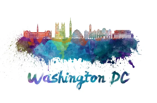 Washington DC V2 skyline em aquarela — Fotografia de Stock