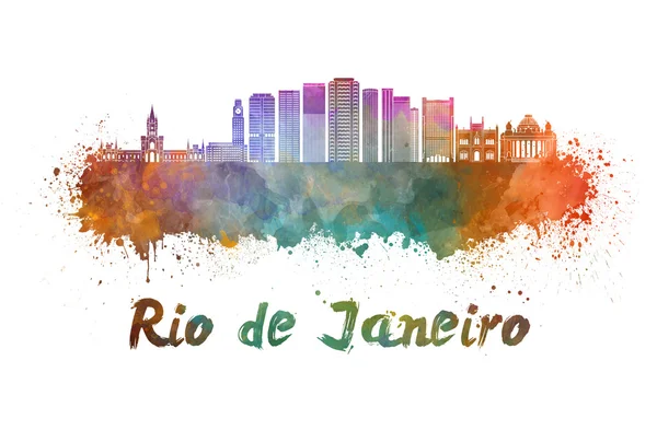 Rio de Janeiro V2 skyline in watercolor — ストック写真