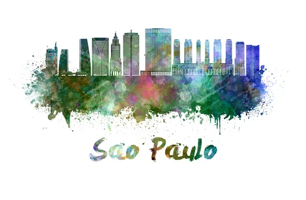 Skyline São Paulo V2 em aquarela — Fotografia de Stock