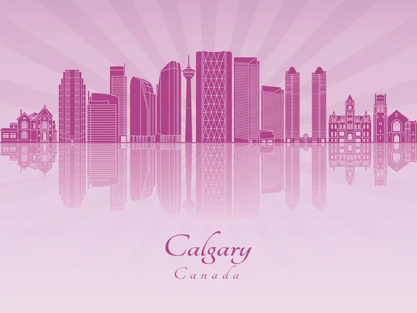 Calgary v2 Skyline in violett leuchtender Orchidee — Stockvektor