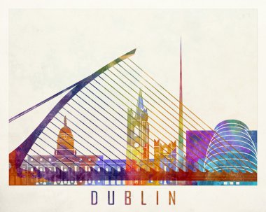 Dublin yerlerinden suluboya poster