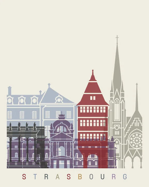 Strasbourg skyline poster — 图库矢量图片