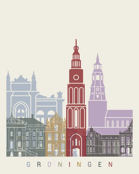 Cartel del skyline de Groningen — Vector de stock