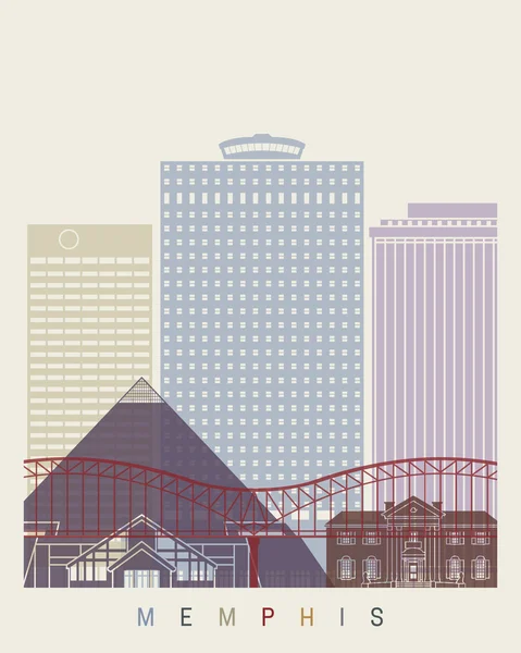 Memphis skyline plakat — Wektor stockowy