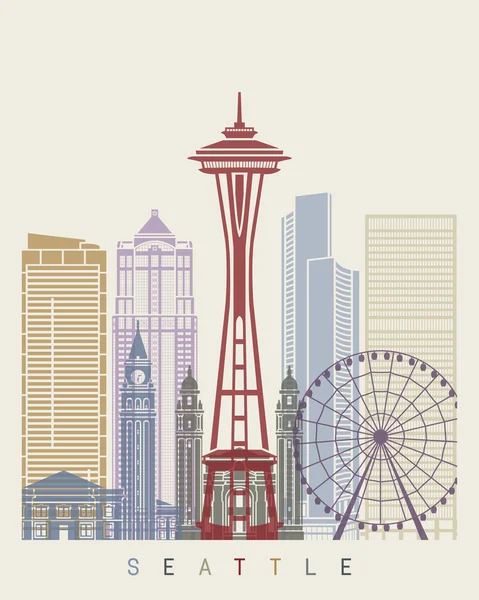 Cartel del horizonte de Seattle — Archivo Imágenes Vectoriales