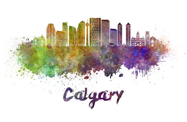 Calgary V2 Panorama v akvarel — Stock fotografie