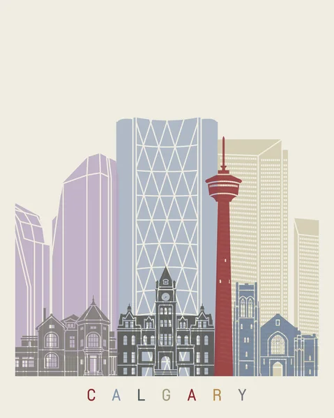 Cartaz do horizonte de Calgary — Vetor de Stock