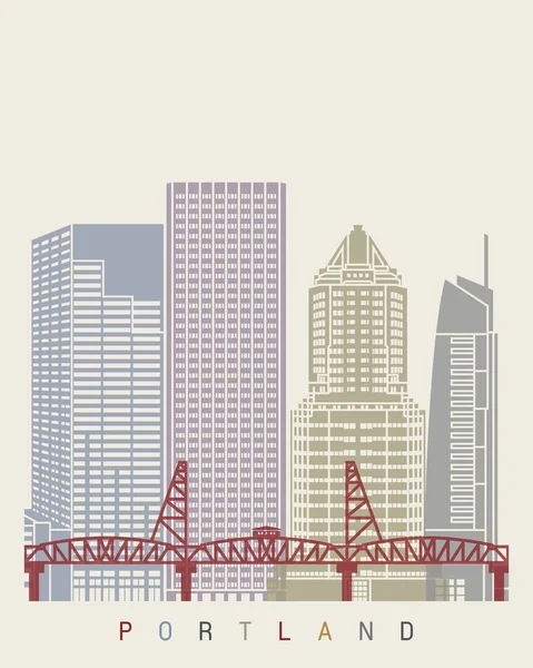 Cartel de Portland skyline — Archivo Imágenes Vectoriales