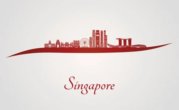 Panoramę Singapuru V2 na czerwono — Wektor stockowy