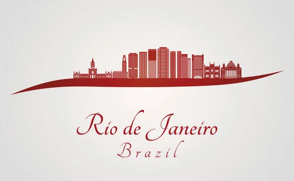 Rio de Janeiro V2 skyline em vermelho — Vetor de Stock