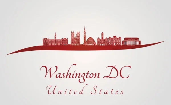 Skyline Washington DC V2 en rojo — Archivo Imágenes Vectoriales