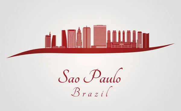 Sao Paulo V2 skyline in red — Stock Vector