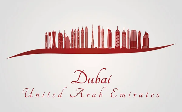 Dubai V2 skyline in red — Stock Vector