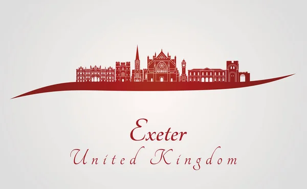 Exeter skyline em vermelho — Vetor de Stock