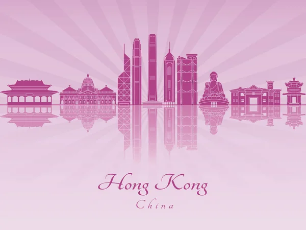 Skyline Hong Kong V2 in orchidea radint viola — Vettoriale Stock