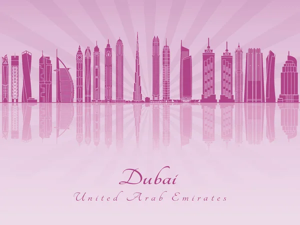 Dubai v2 Skyline in violett leuchtender Orchidee — Stockvektor