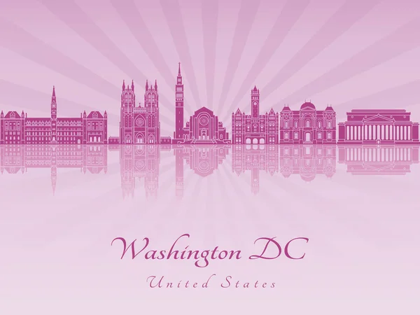 Washington dc v2 skyline in lila radint orchidee — Stockvektor