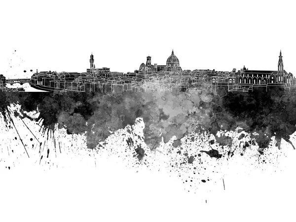 Florenz Skyline in schwarzem Aquarell auf weißem Hintergrund — Stockfoto