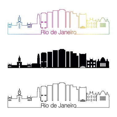 Rio de Janeiro V2 manzarası doğrusal stiliyle gökkuşağı