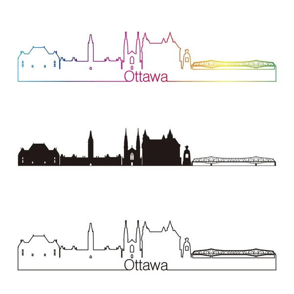 Ottawa V2 skyline stile lineare con arcobaleno — Vettoriale Stock