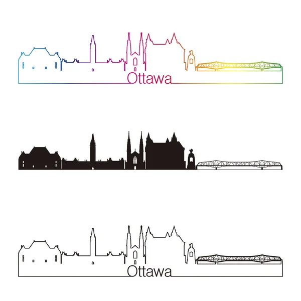 Ottawa V2 skyline style linéaire avec arc-en-ciel — Image vectorielle