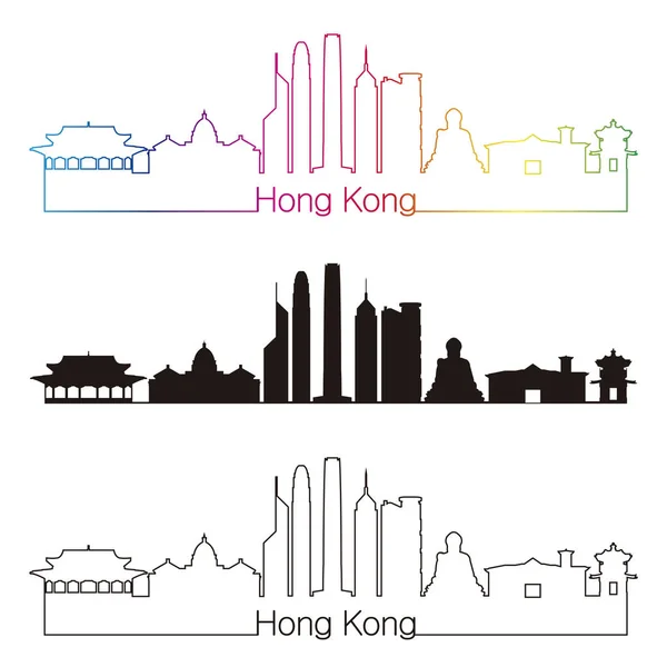 Hong Kong V2 manzarası doğrusal stiliyle gökkuşağı — Stok Vektör