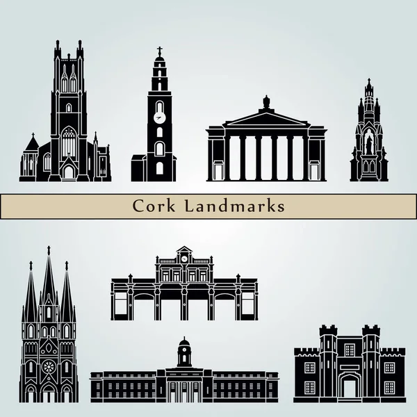 Cork  landmarks and monuments — Stock Vector