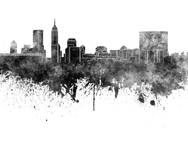 Indianapolis skyline em aquarela preta sobre fundo branco — Fotografia de Stock