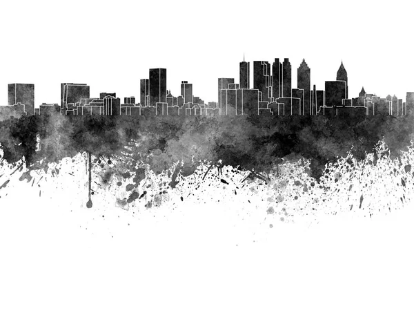 Atlanta Skyline in schwarzem Aquarell auf weißem Hintergrund — Stockfoto