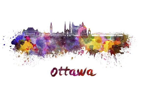 Ottawa V2 skyline em aquarela — Fotografia de Stock