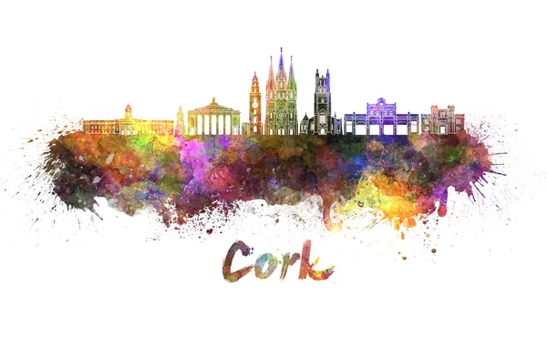 Panoramę miasta Cork w akwareli — Zdjęcie stockowe
