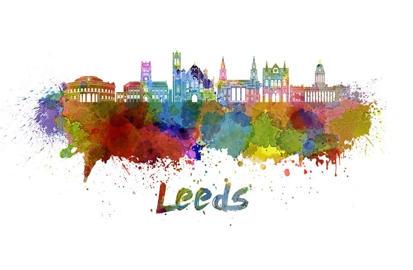 Leeds v2 skyline in aquarell — Stockfoto