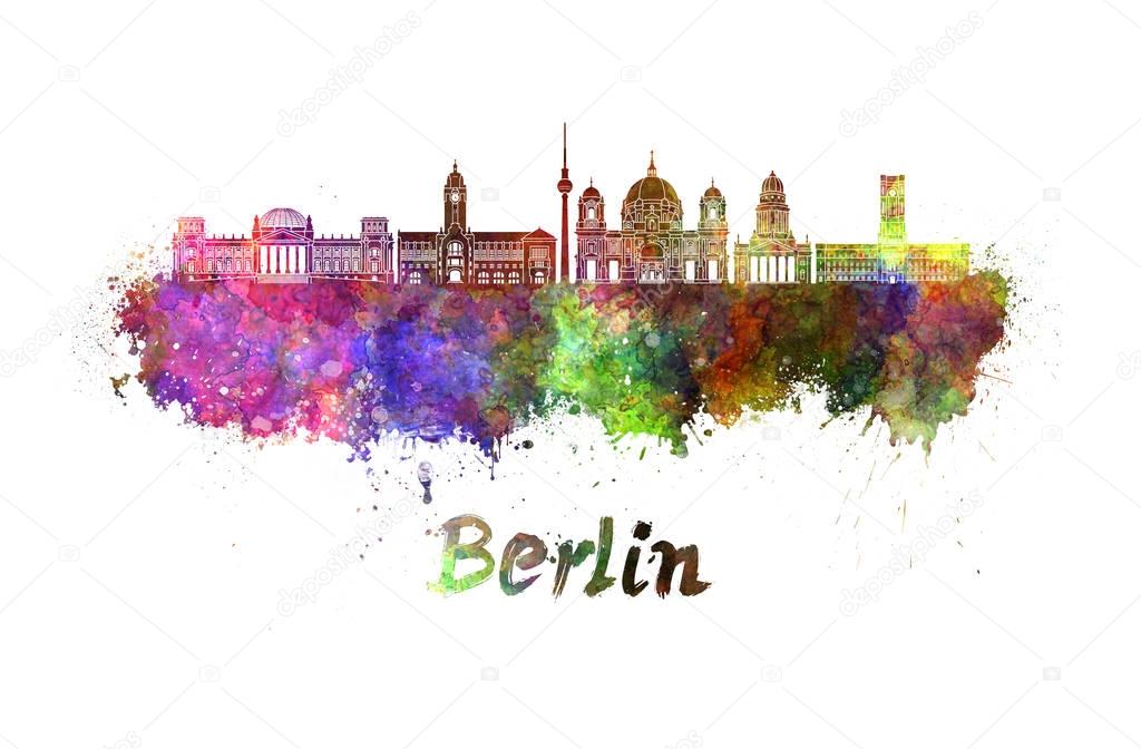 Berlin V2 skyline in watercolor