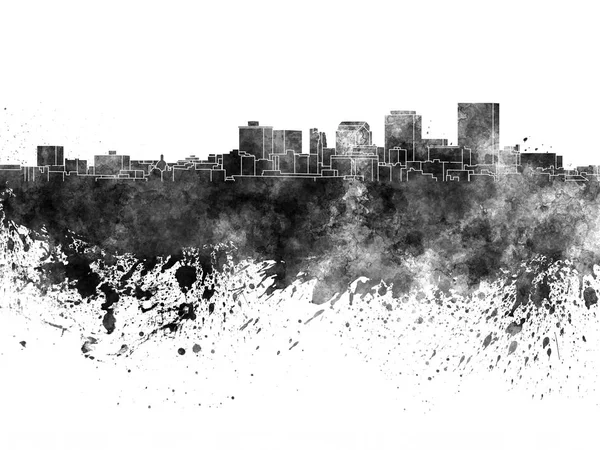 Dayton Panorama v černém akvarel na bílém pozadí — Stock fotografie