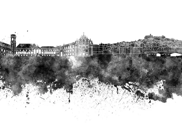 Коимбра горизонта в черном акварели на белом фоне — стоковое фото