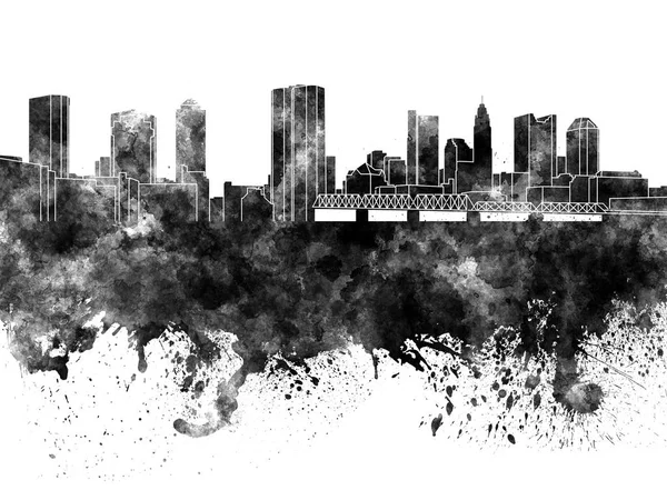 Columbus skyline in black watercolor on white background — Stock Photo, Image