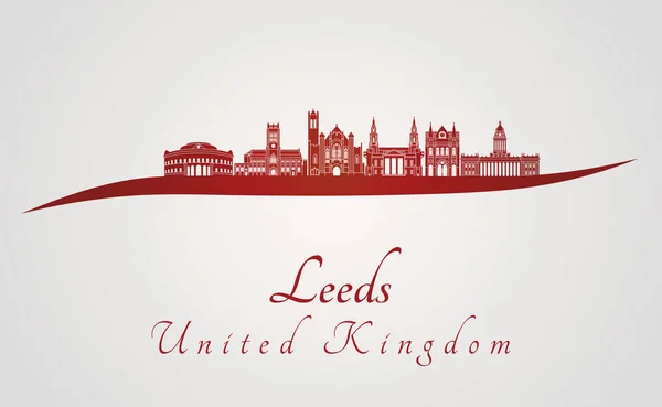 Leeds V2 skyline in red — Stock Vector