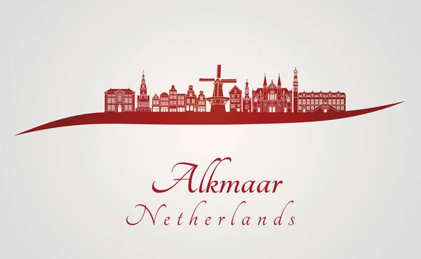 Alkmaar skylinei n vermelho — Vetor de Stock