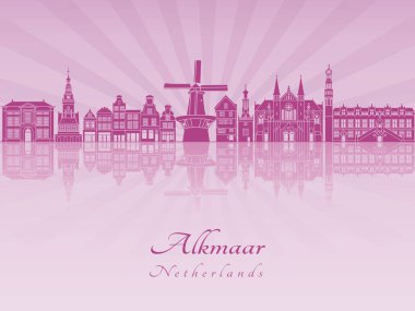 Alkmaar skylline mor parlak orkide içinde