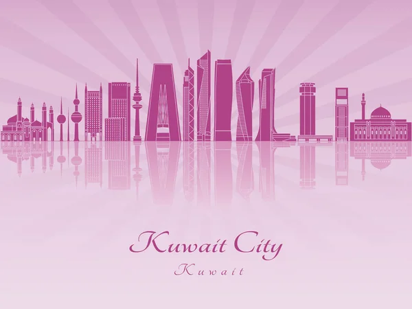 Kuwait City V2 skyline lila sugárzó orchidea — Stock Vector