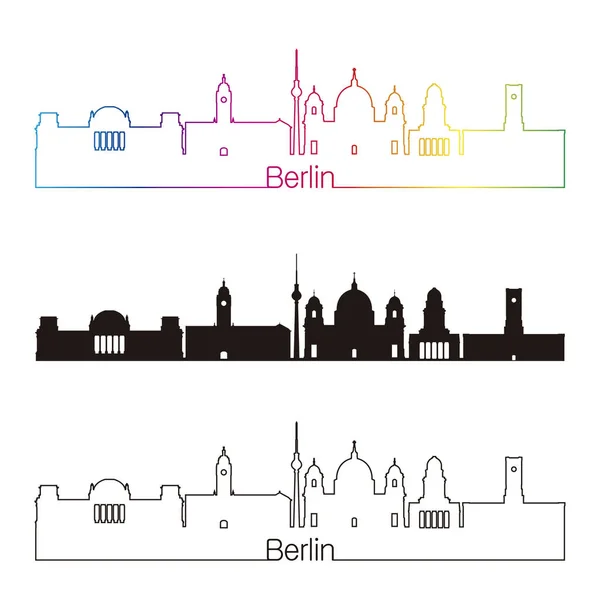Berlin V2 Panorama lineární styl s rainbow — Stockový vektor