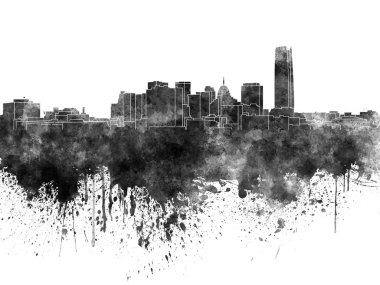 Oklahoma şehrinin silueti siyah suluboya 