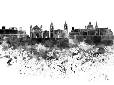 Beyaz arkaplanda suluboya Valletta silueti