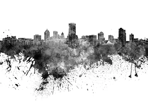Milwaukee skyline em aquarela preta — Fotografia de Stock