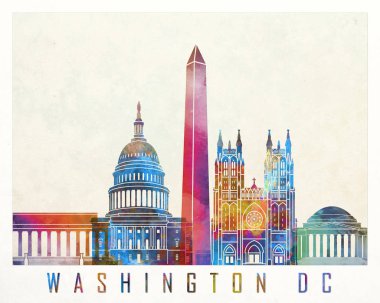 Washington Dc yerlerinden suluboya poster