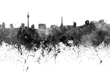 Siyah suluboya Dusseldorf manzarası