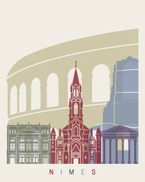 Affiche Nîmes skyline — Image vectorielle