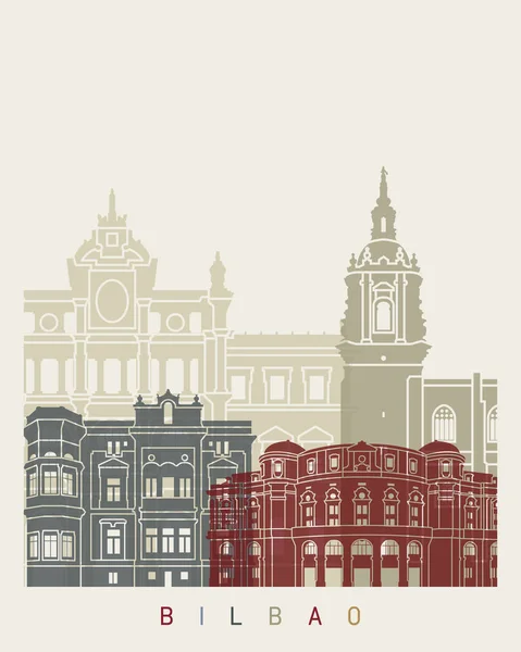 Bilbao skyline poster — ストックベクタ